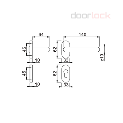Ручка DOORLOCK 038UR/F PZ   U-form Rt