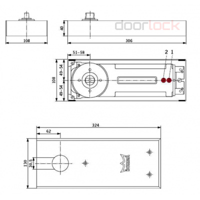 Доводчик DORMA BTS80, EN 3 без шп.